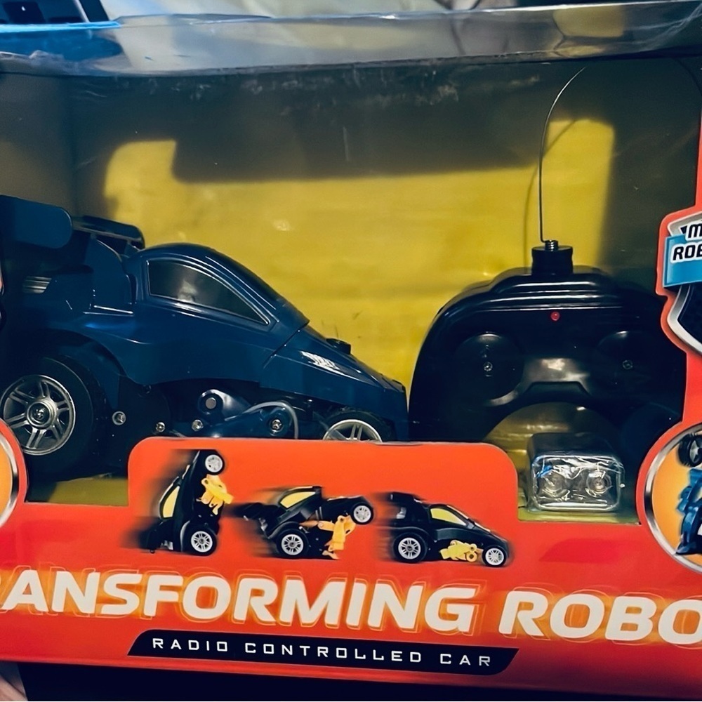 Blue Transforming Robot Radio Controlled Car Robot To Racecar
